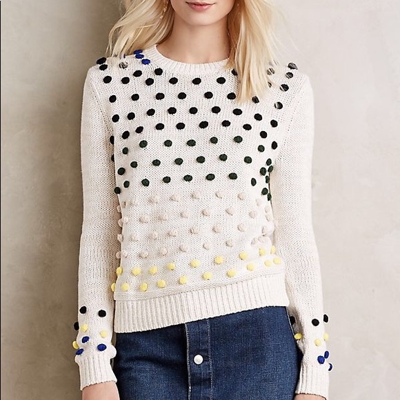 Anthropologie Sweaters - Anthropologie Moth Cotton Blend Candy Dot Pullover